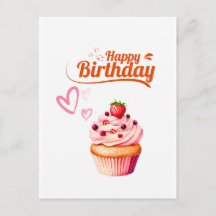 Zoete Cupcake Verjaardags Groet Ansichtkaart