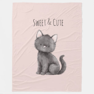 Zoete Cute Grijze Kat Fleece Deken