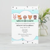 Zoete dier baby shower uitnodiging (Staand voorkant)