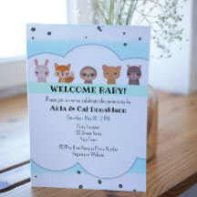 Zoete dier baby shower uitnodiging