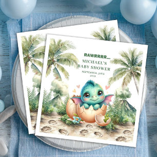 Zoete Dino Baby Shower Komt Eerder Naam Servetten