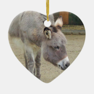 Zoete Donkey, Animal Grey, Horse Family Keramisch Ornament