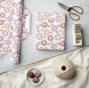 Zoete donut met sprinkhaankrulpapier cadeaupapier