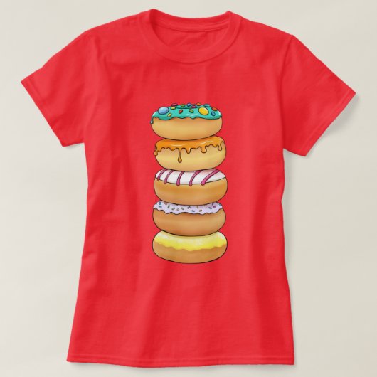 🍩Zoete Donut Stapel Dames Basic T-Shirt (Design voorkant)