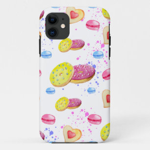 Zoete donuts met kleurrijk glazen patroon iPhone 11 hoesje