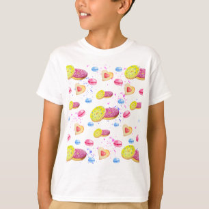 Zoete donuts met kleurrijk glazen patroon t-shirt