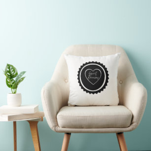 Zoete Dromen Hart Badge Minimalistische Monochroom Kussen
