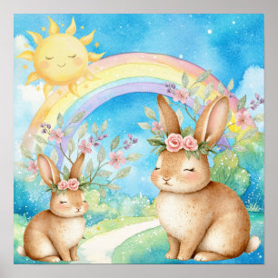 Zoete Dromen Regenboog Slaap Mussen Kinderkamer Poster