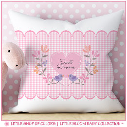 Zoete Dromen Roze Gingham Meisjes Babykamer Kussen