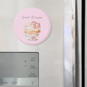 Zoete Dromen Roze Rozen Bloemige Cupcake Magneet