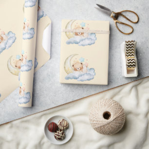 Zoete dromen teddybeer Jongens baby Shower Cadeaupapier