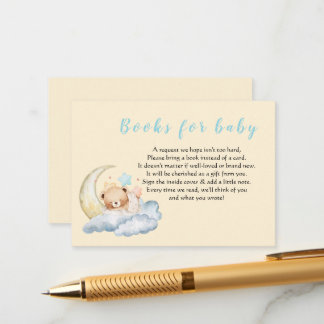 Zoete droom teddybeer Jongens baby Shower Informatiekaartje