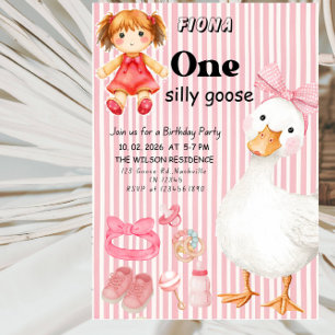 Zoete EEN Dwaze Gans Baby Meisje 1e Verjaardagsfee Kaart