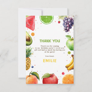 Zoete Eén Fruit 1e Verjaardagsfeest, Zomerfeest Bedankkaart