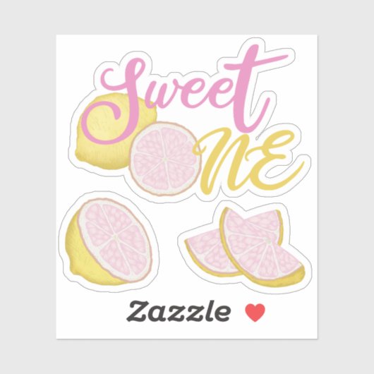 Zoete Eén Roze Limonade Verjaardagsstickers Sticker (Vel)