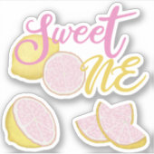 Zoete Eén Roze Limonade Verjaardagsstickers Sticker (Voorkant)