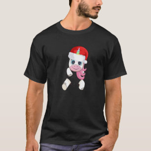 Zoete eenhoorn baby in een slinger met santa h t-shirt
