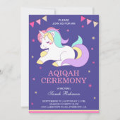 Zoete Eenhoorn Baby Meisje Aqiqah Kaart (Voorkant)