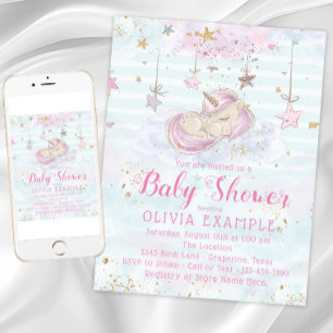 Zoete Eenhoorn Baby Shower Uitnodigingen