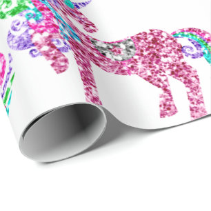 Zoete eenhoorn Sparkly Glitter Roze Fairly White Cadeaupapier