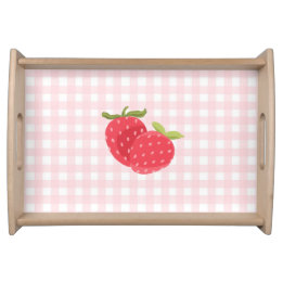 Zoete Eenvoudige Aardbei Roze Gingham | Meisje Bi Dienblad