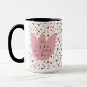 Zoete Eenvoudige Roze Tulpenpatroon, alle richting Mok