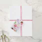 Zoete eerste verjaardag donut roze cadeaulabel (Met Touw)