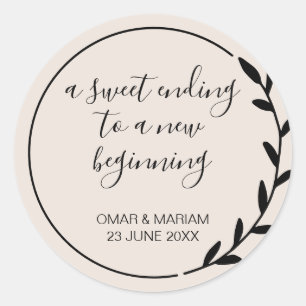 Zoete einddatum Nieuw Beginnend Botanisch Ronde Sticker