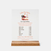 Zoete & Elegante Aangepaste Dessertmenu Acryl Bord (Voorkant)