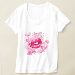 Zoete en brutale roze coquette grafische T-shirt
