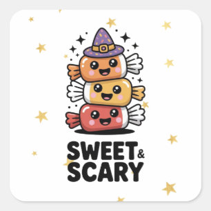 Zoete en eng lekkere Halloween snoep stapel gunst Vierkante Sticker