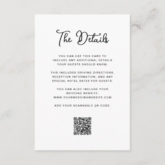 Zoete en grillige bruiloft Gast Details QR Code Informatiekaartje (Voorkant)