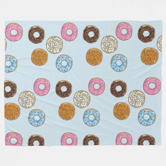Zoete en kleurrijke Frosted Donuts Fleece Deken (Voorkant (Horizontaal))