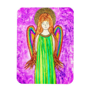 Zoete en Kleurrijke Rainbow Angel Magnet 3" x 4" Magneet