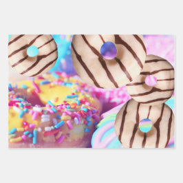 Zoete en kleurrijke Rainbow Donut Gift Wrap Inpakpapier Vel