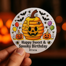 Zoete en Spooky Halloween Verjaardagsfeestje Favor Ronde Sticker