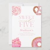 Zoete en vijf verjaardagsuitnodiging kaart (Voorkant)