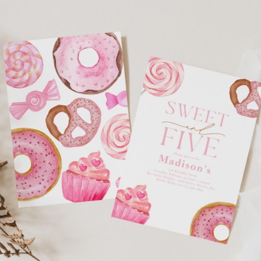 Zoete en vijf verjaardagsuitnodiging kaart