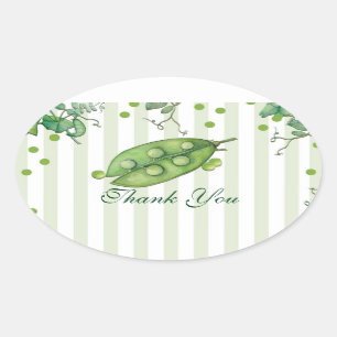 Zoete Erwt Groene Grilleerige Stippen Baby Shower Ovale Sticker