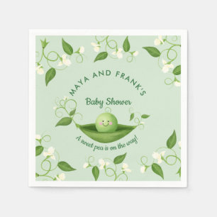 Zoete erwt in een Baby shower met peul Servet