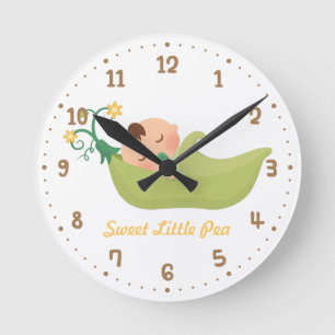 Zoete erwt in een pod Baby Nursery Room Decor Ronde Klok