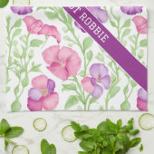 Zoete erwt Waterverf Kleurrijk Gepersonaliseerd Pa Theedoek (Gevouwen)