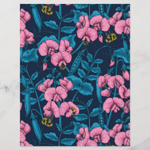 Zoete erwten en hommels, roze en blauw