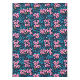 Zoete erwten en hommels, roze en blauw tafelkleed