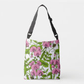 Zoete erwten en hommels, roze, groen en wit crossbody tas (Voorkant)