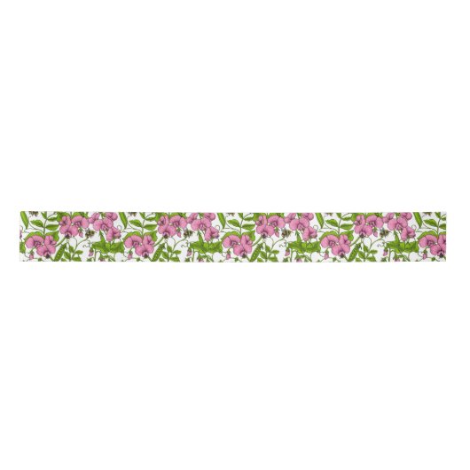 Zoete erwten en hommels, roze, groen en wit lint (Voorkant)