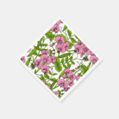 Zoete erwten en hommels, roze, groen en wit servet (Hoek)