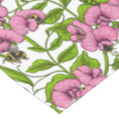 Zoete erwten en hommels, roze, groen en wit tafelkleed (Gekanteld)