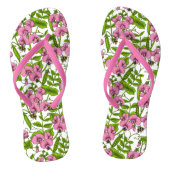 Zoete erwten en hommels, roze, groen en wit teenslippers (Voetbed)