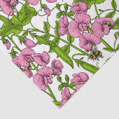 Zoete erwten en hommels, roze, groen en wit tissuepapier (Detail)